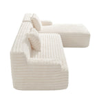 Divano componibile a L a 3 posti in pelliccia sintetica 110 Cloud con due cuscini inclusi