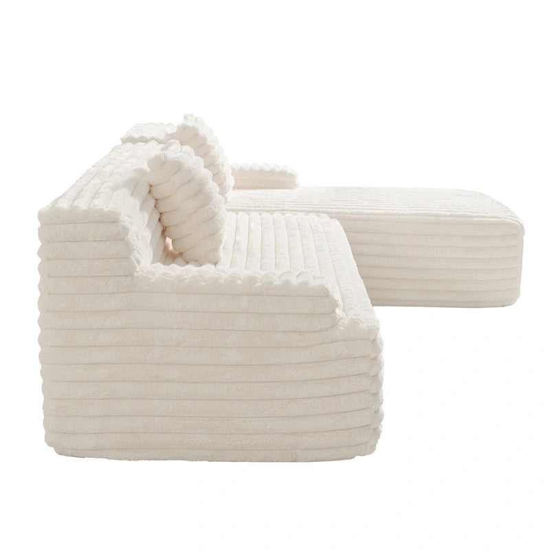 Divano componibile a L a 3 posti in pelliccia sintetica 110 Cloud con due cuscini inclusi