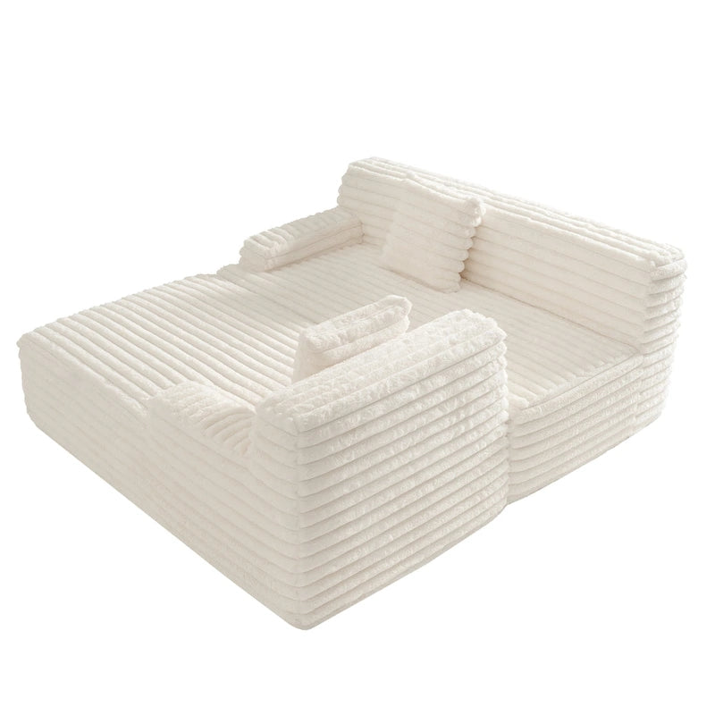 Divano componibile a L a 3 posti in pelliccia sintetica 110 Cloud con due cuscini inclusi