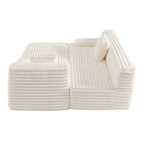 Divano componibile a L a 3 posti in pelliccia sintetica 110 Cloud con due cuscini inclusi