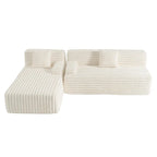 Divano componibile a L a 3 posti in pelliccia sintetica 110 Cloud con due cuscini inclusi