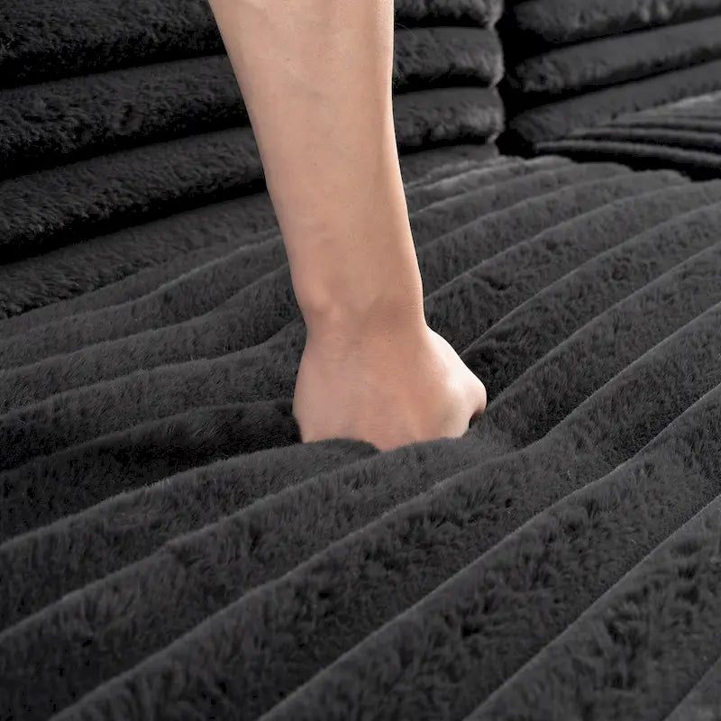 Divano componibile a L a 3 posti in pelliccia sintetica 110 Cloud con due cuscini inclusi