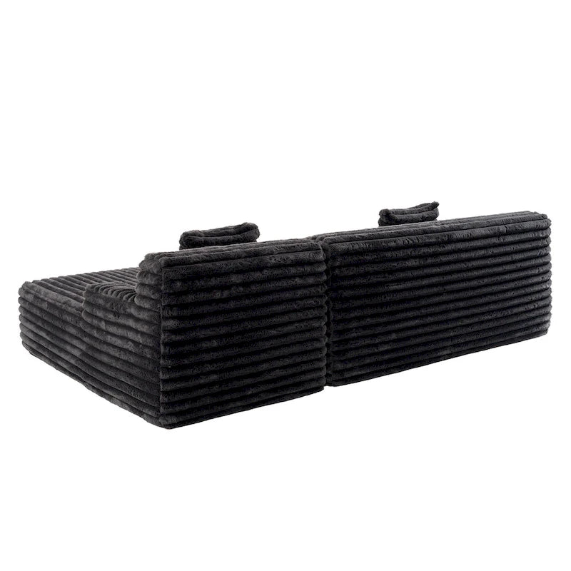 Divano componibile a L a 3 posti in pelliccia sintetica 110 Cloud con due cuscini inclusi