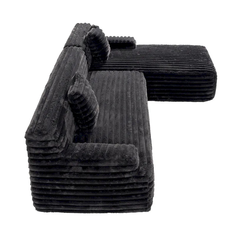 Divano componibile a L a 3 posti in pelliccia sintetica 110 Cloud con due cuscini inclusi