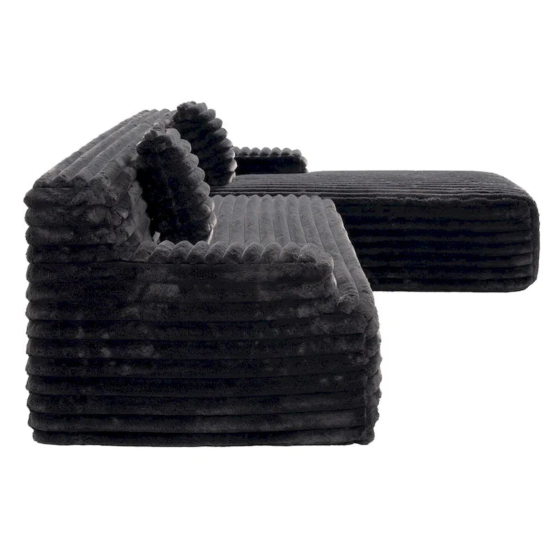 Divano componibile a L a 3 posti in pelliccia sintetica 110 Cloud con due cuscini inclusi