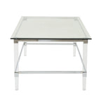 Tavolino da caffè rettangolare moderno in vetro con struttura robusta per soggiorno