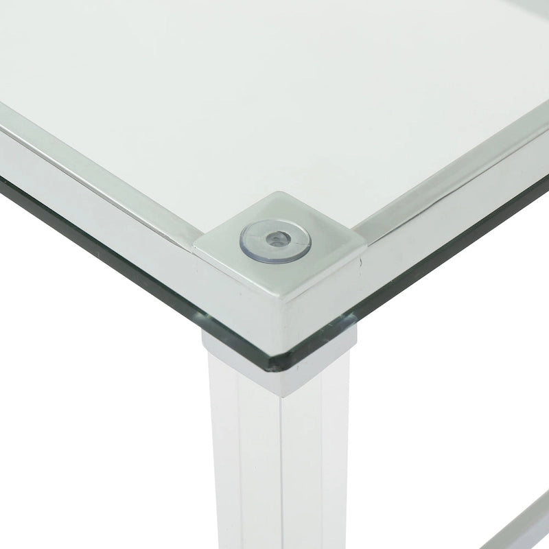 Tavolino da caffè rettangolare moderno in vetro con struttura robusta per soggiorno