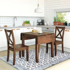 3-Piece Wooden Breakfast Nook Dining Table Set with Drop Leaf Table
