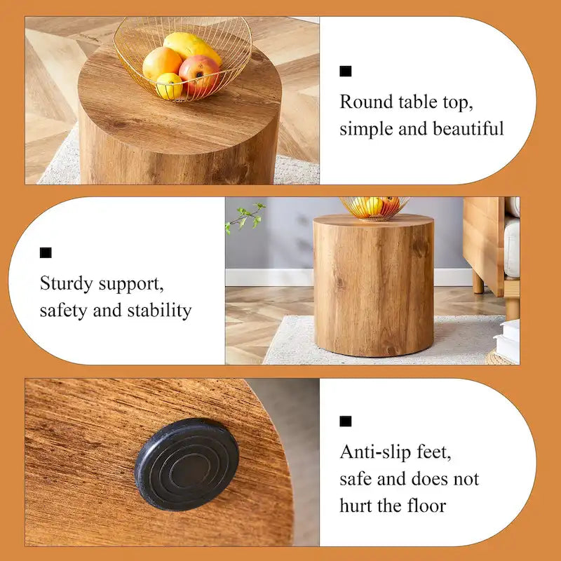 Tavolino da caffè rotondo moderno da 15,7 pollici con motivo alla moda e base stabile per il soggiorno