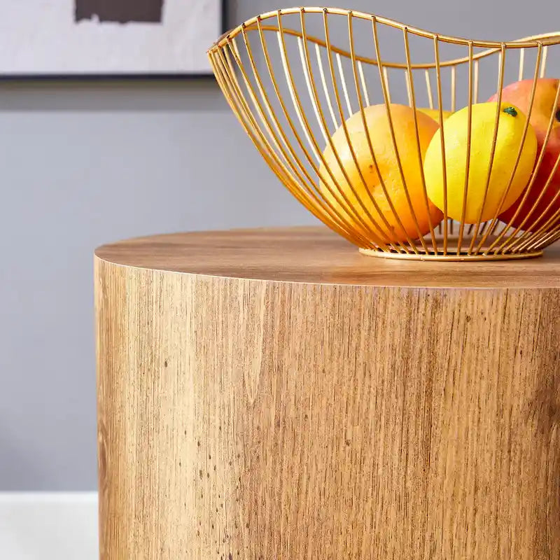 Tavolino da caffè rotondo moderno da 15,7 pollici con motivo alla moda e base stabile per il soggiorno