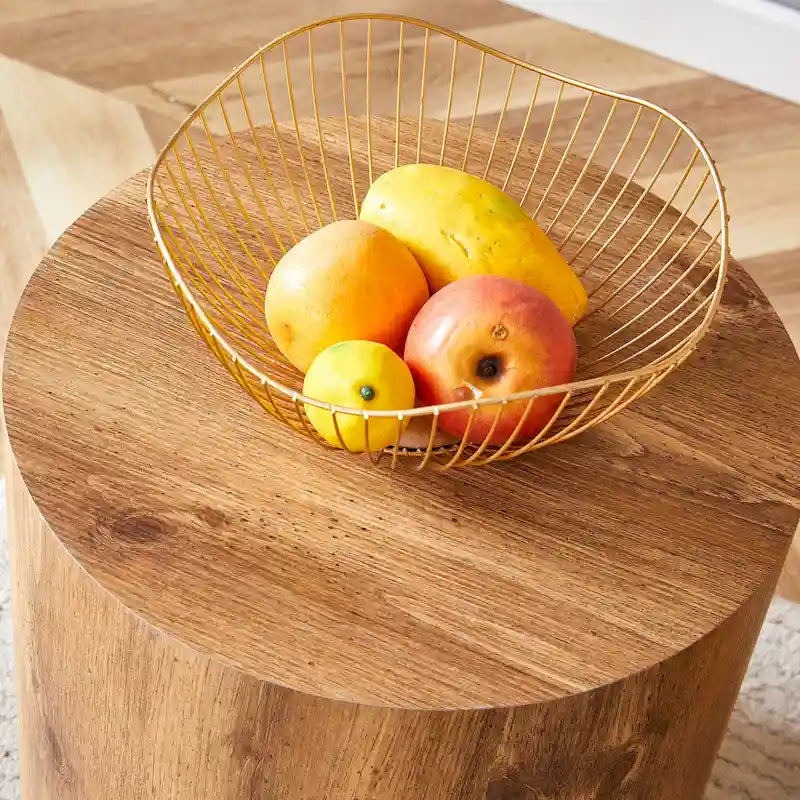 Tavolino da caffè rotondo moderno da 15,7 pollici con motivo alla moda e base stabile per il soggiorno