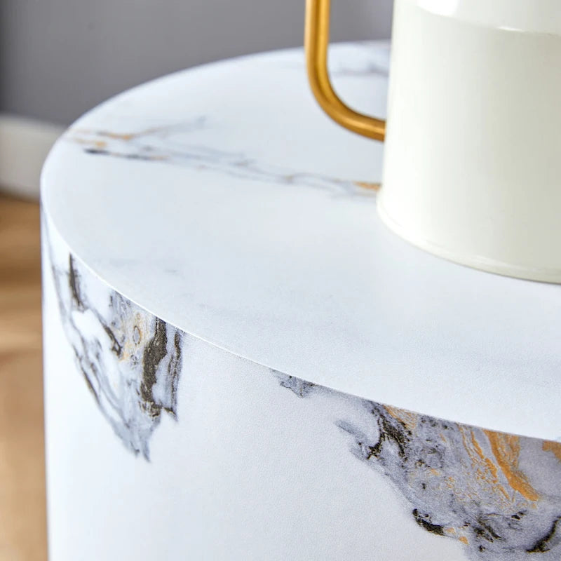 Tavolino da caffè rotondo moderno da 15,7 pollici con motivo alla moda e base stabile per il soggiorno