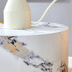 Tavolino da caffè rotondo moderno da 15,7 pollici con motivo alla moda e base stabile per il soggiorno