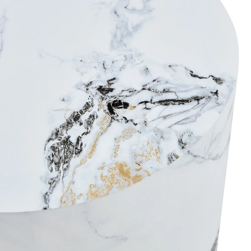 Tavolino da caffè rotondo moderno da 15,7 pollici con motivo alla moda e base stabile per il soggiorno