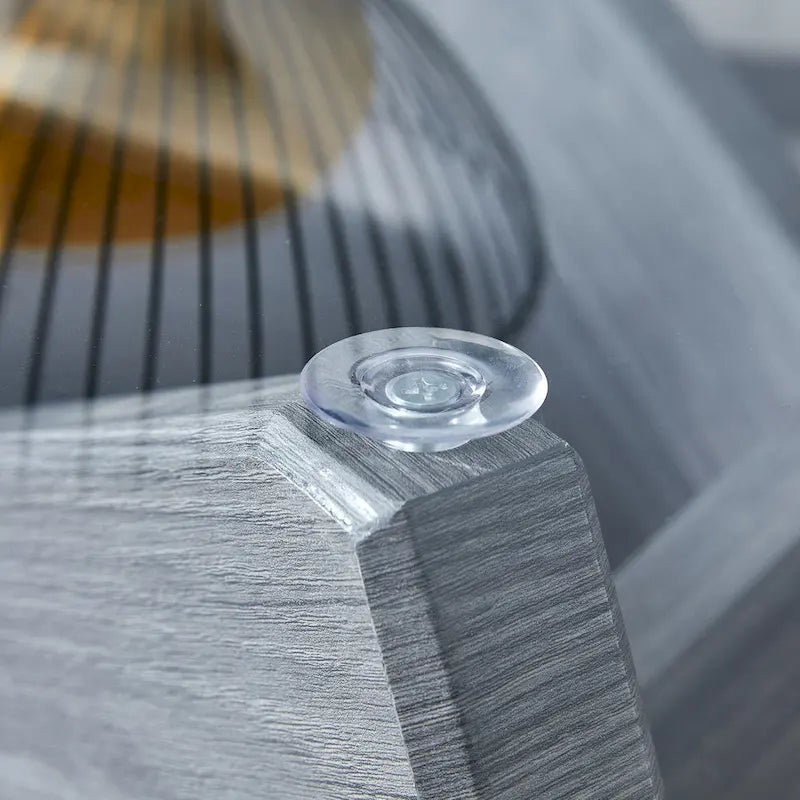 Tavolino da caffè rotondo moderno da 33,4 pollici con piano in vetro temperato trasparente e gambe in MDF per soggiorno