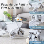 Tavolino da caffè rotondo moderno da 33,4 pollici con piano in vetro temperato trasparente e gambe in MDF per soggiorno