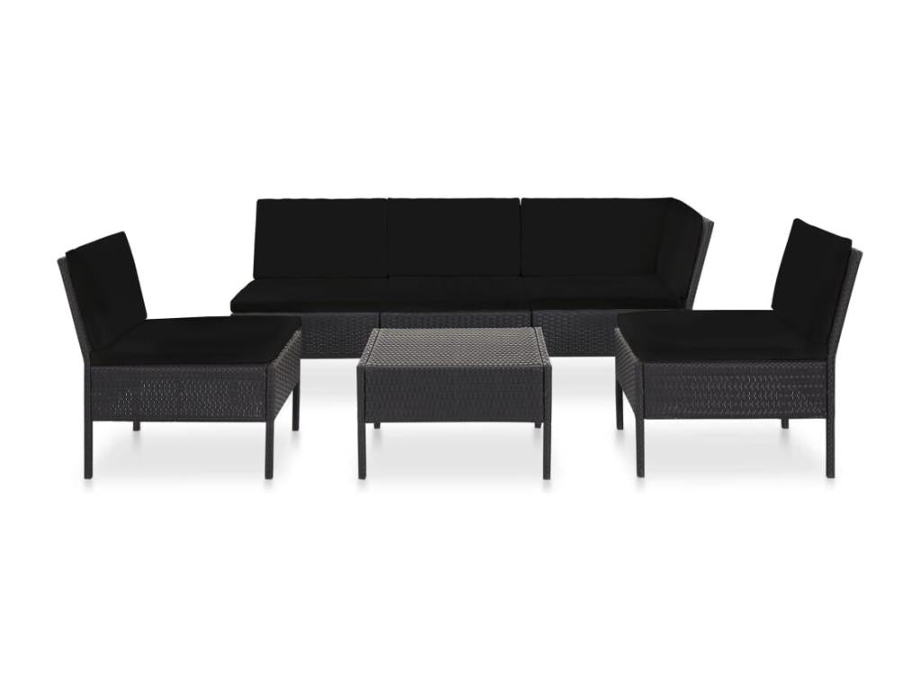 Set di mobili da esterno in vimini intrecciato in resina nera - dlz1766569563885