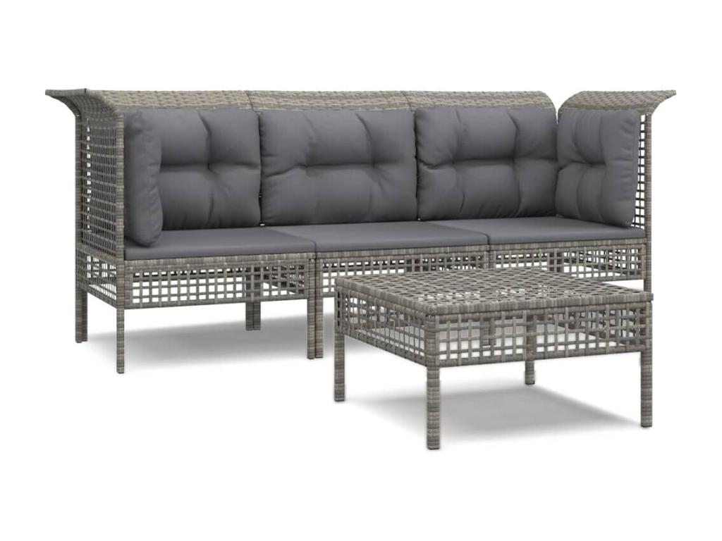 Set di mobili da esterno in vimini intrecciato in resina grigia - dlz1766569092082