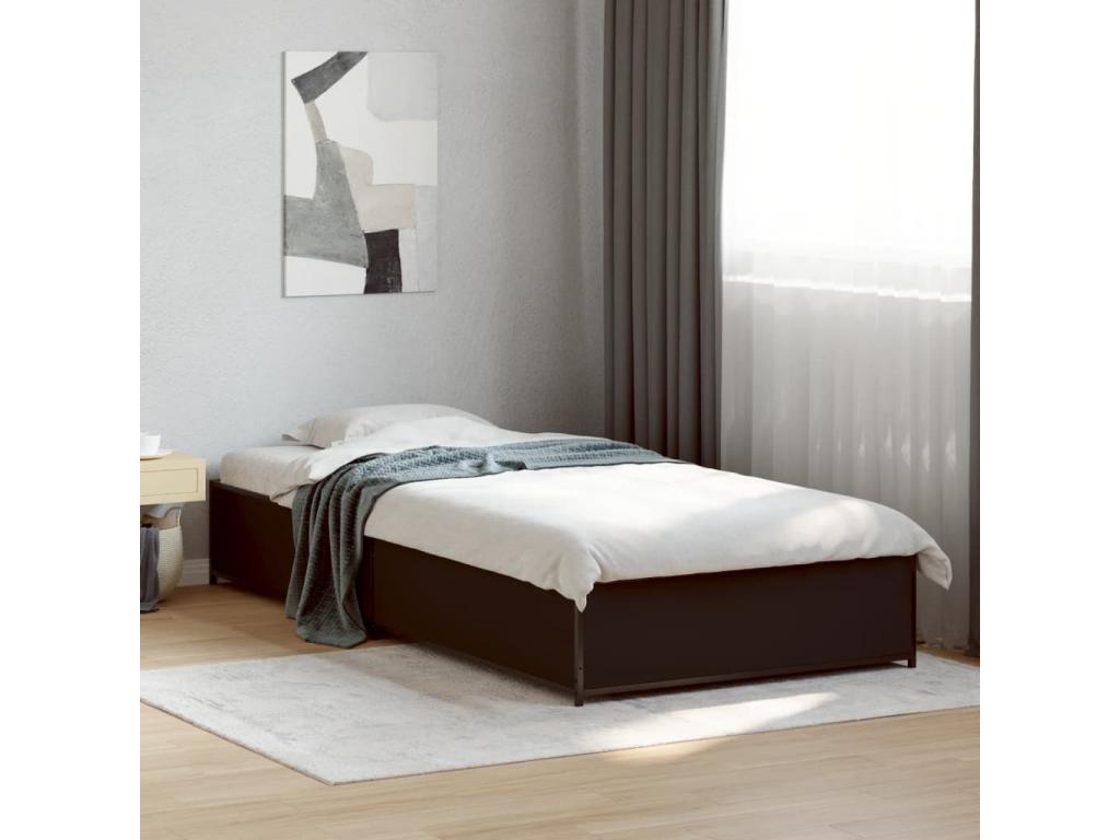 Struttura letto in legno ingegnerizzato nero, 90 x 200 cm