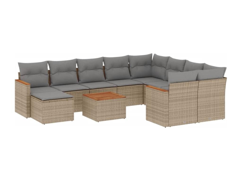 Set di mobili da esterno in vimini intrecciato in resina beige - dlz1766569053954