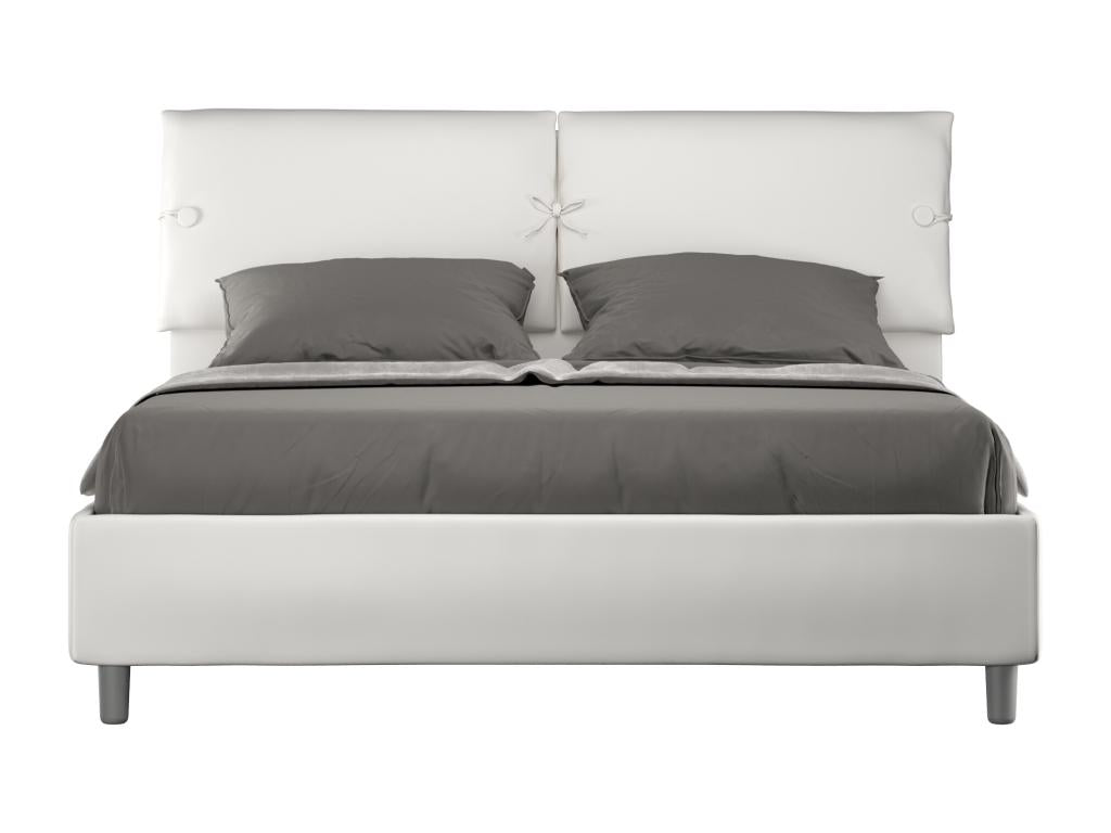 Letto in pelle bianca, 160 x 190 cm