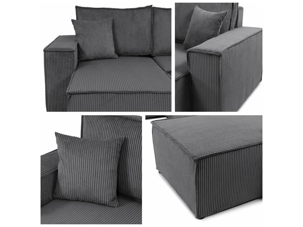 Divano grigio, 312 x 145 x 82 cm