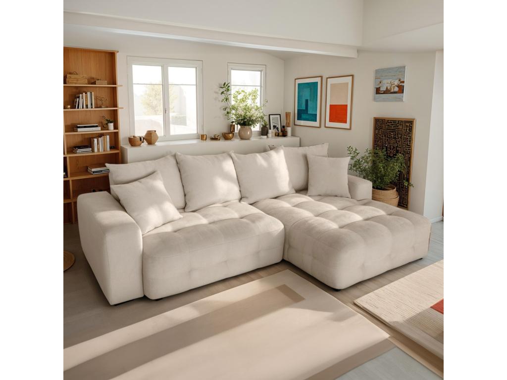 Divano letto in tessuto beige