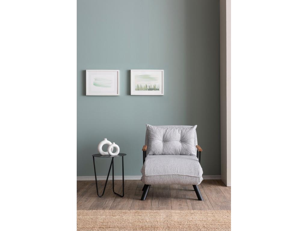 Divano letto in tessuto bouclé grigio