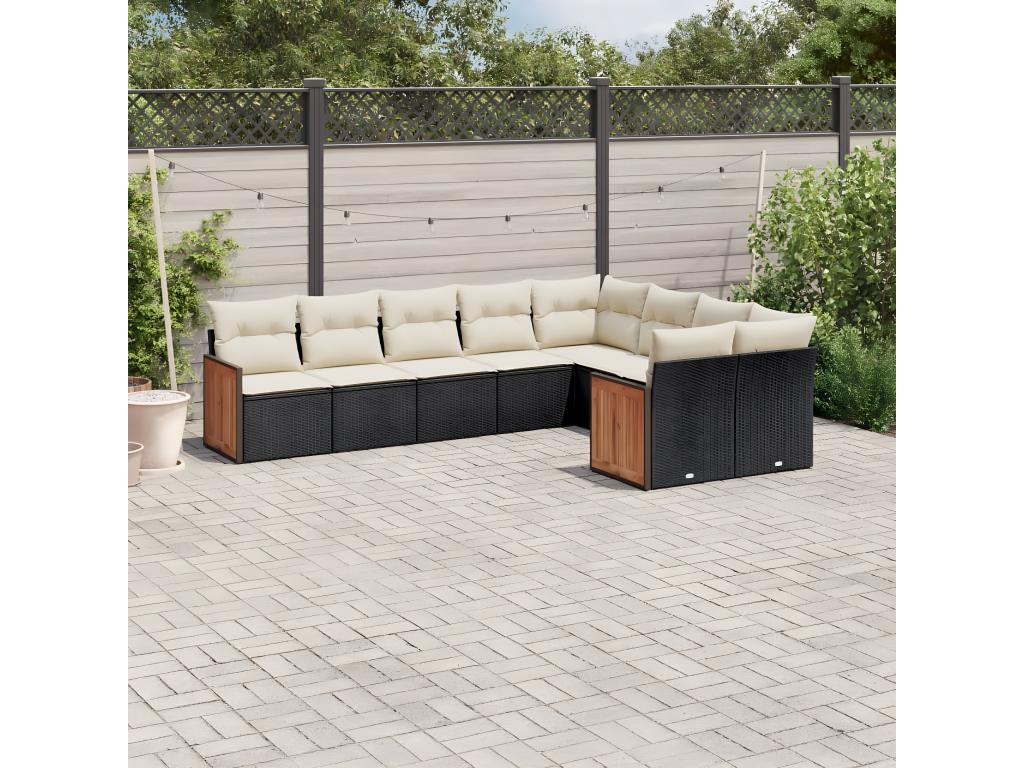 Set di mobili da esterno in vimini intrecciato in resina nera - dlz1766569369391