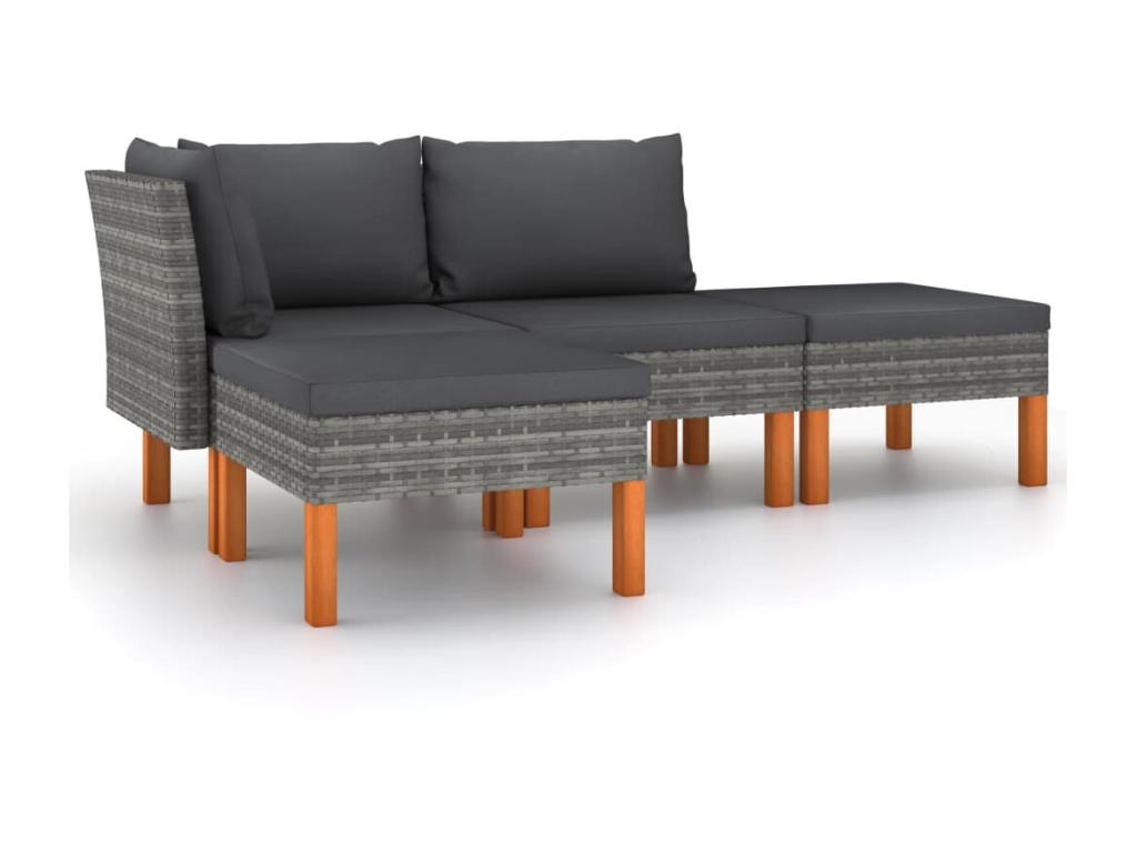 Set di mobili da esterno in vimini intrecciato in resina grigia - dlz1766569270394