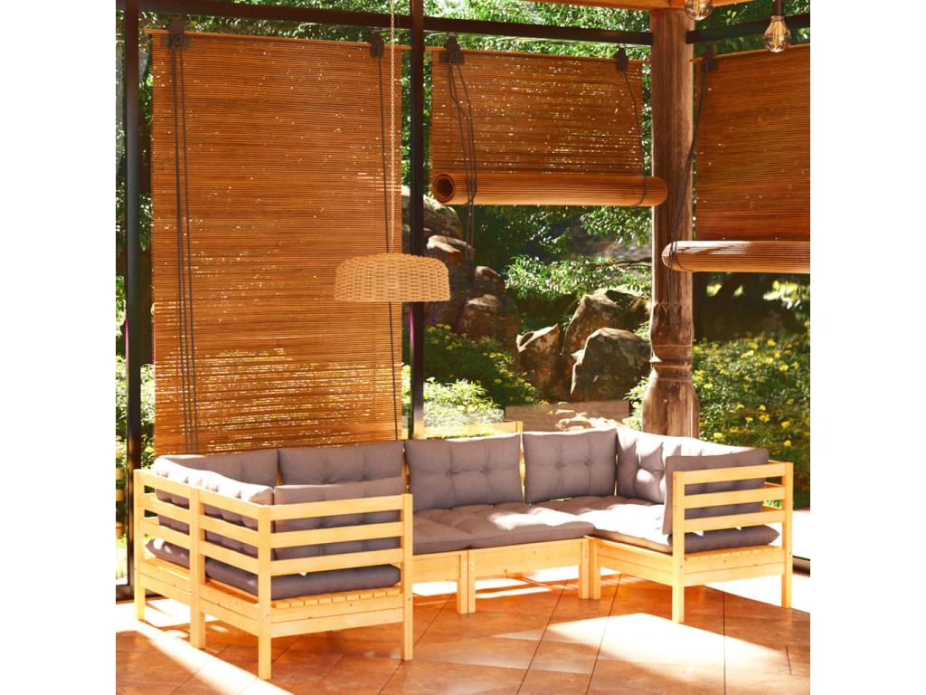 Set di mobili da esterno in legno di pino grigio