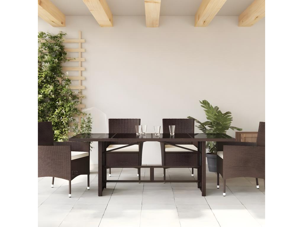 Tavolo in vetro marrone, 190 x 80 x 74 cm