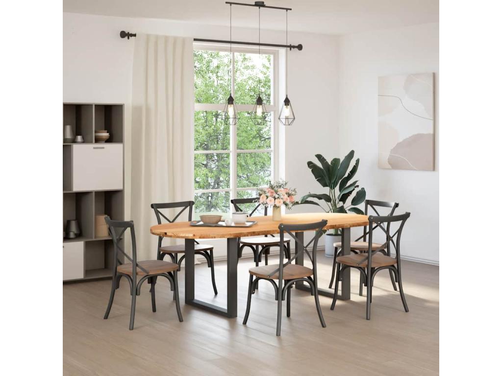 Tavolo da pranzo in legno di quercia marrone