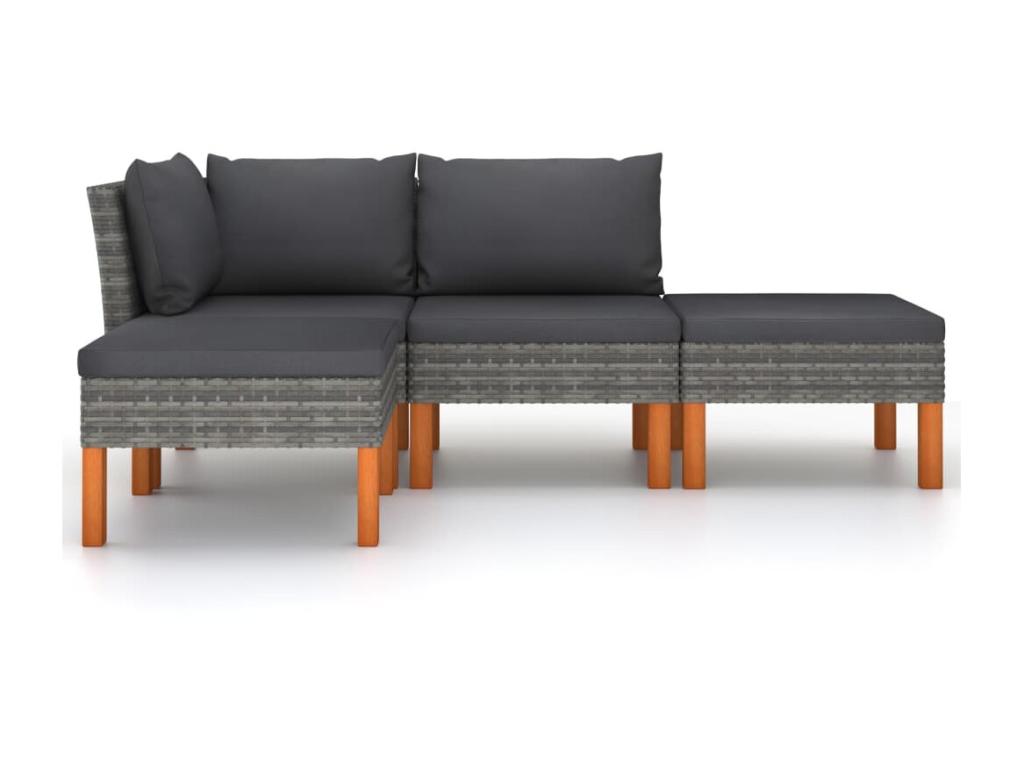 Set di mobili da esterno in vimini intrecciato in resina grigia - dlz1766569270394