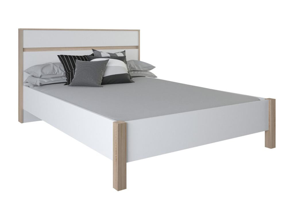 Letto in legno di rovere bianco, 140 x 190 cm