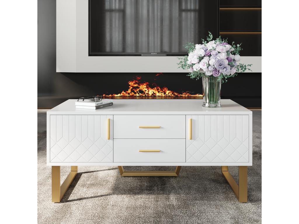 Tavolino da caffè bianco, 107 x 40,5 x 55 cm