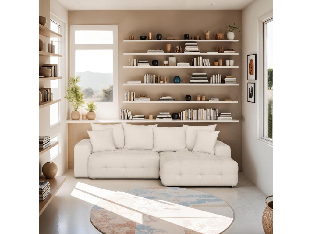 Divano letto in tessuto beige