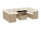 Set di mobili da esterno in vimini intrecciato in resina beige - dlz1766569107924