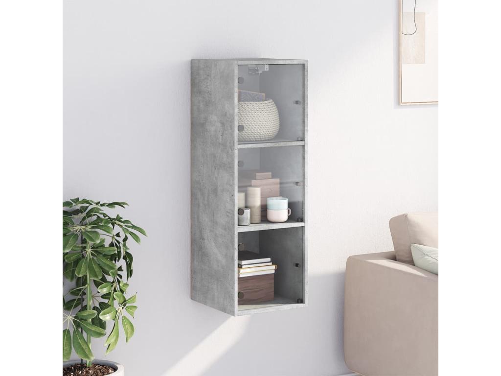 Armadio in vetro grigio, 35 x 37 x 100 cm