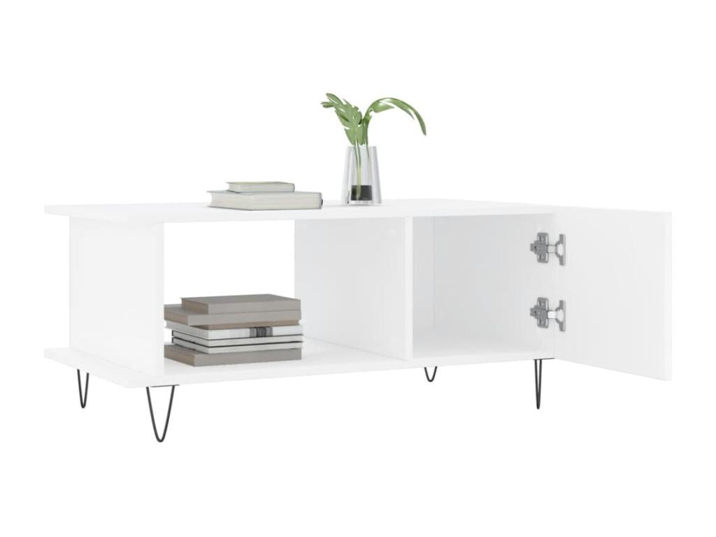 Tavolino da caffè in legno ingegnerizzato bianco, 90 x 50 x 40 cm