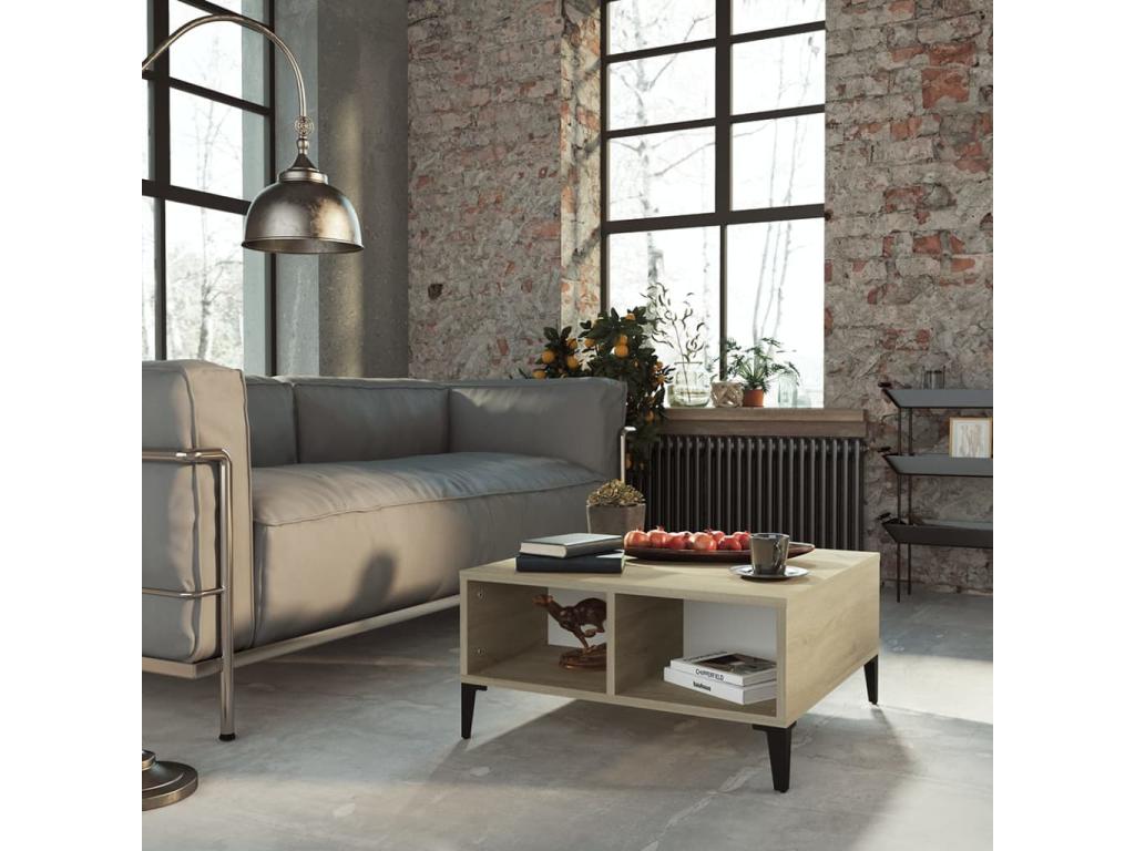 Tavolino da caffè in legno ingegnerizzato bianco, 60 x 60 x 30 cm