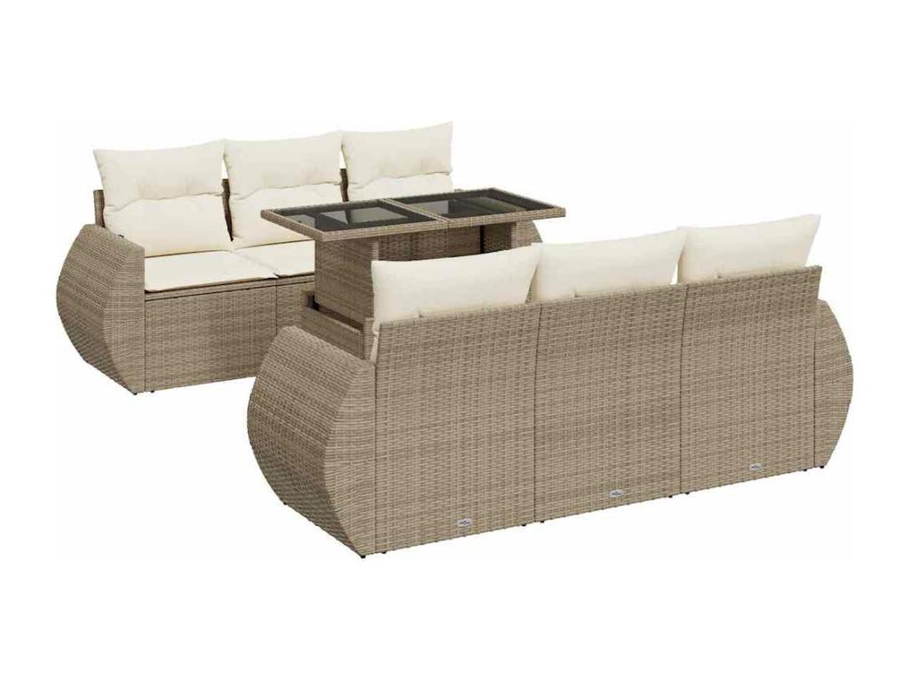 Set di mobili da esterno in vimini intrecciato in resina beige - dlz1766569146327