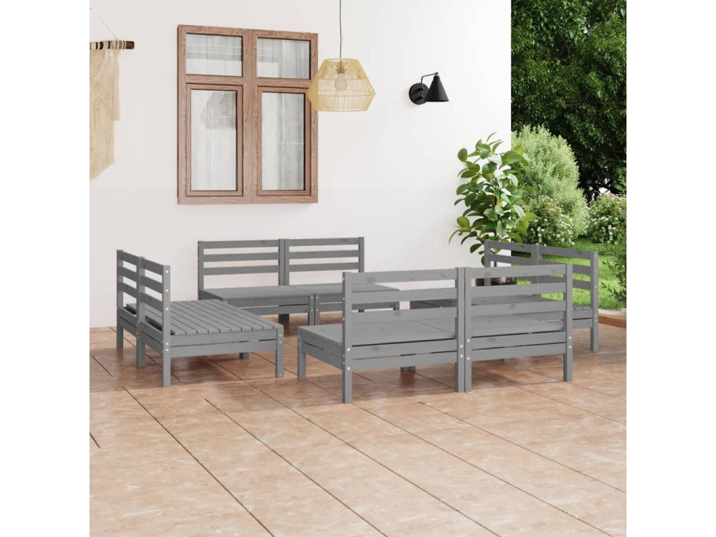 Set di mobili da esterno in legno di pino grigio - dlz1766569162870