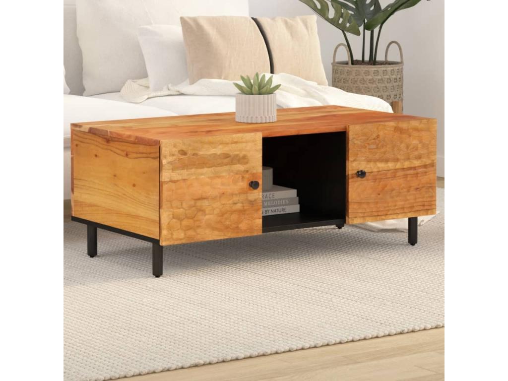 Tavolino da caffè in legno massello marrone, 100 x 54 x 40 cm