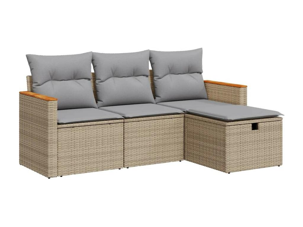 Set di mobili da esterno in vimini intrecciato in resina beige - dlz1766569196790