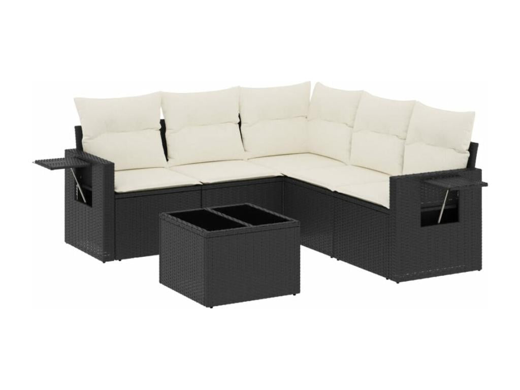 Set di mobili da esterno in vimini intrecciato in resina nera - dlz1766569263057