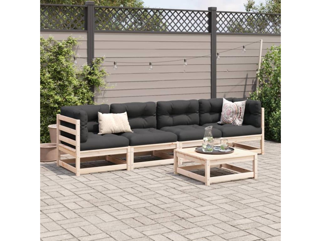 Set di mobili da esterno in legno di pino marrone - dlz1766569385683