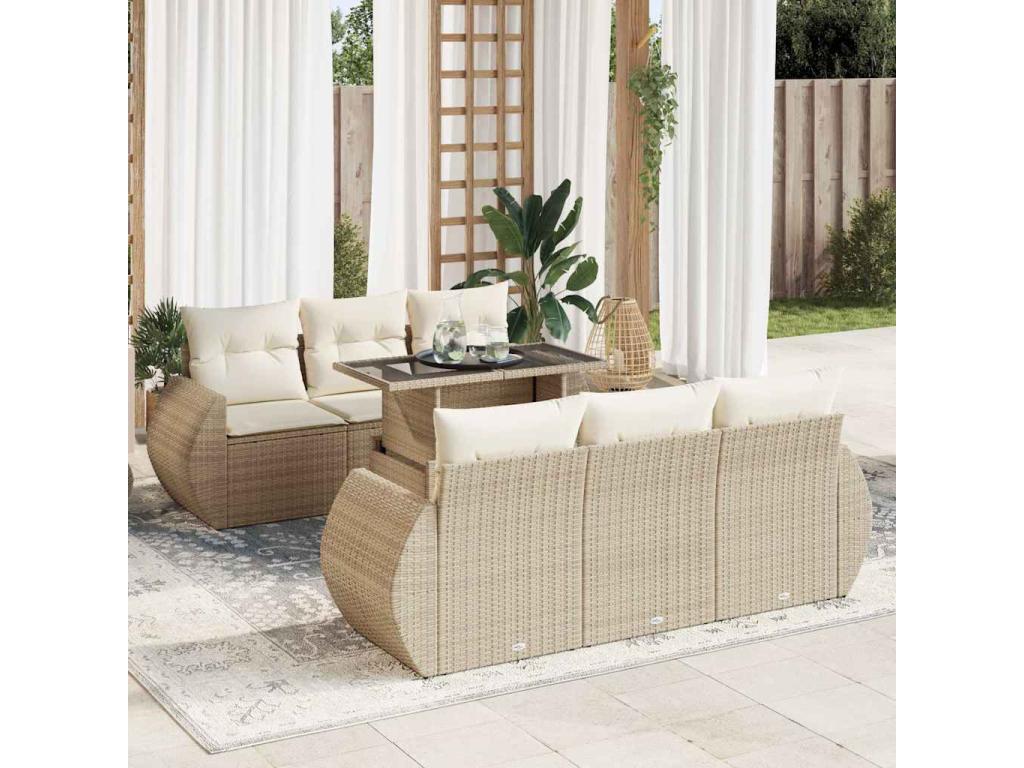 Set di mobili da esterno in vimini intrecciato in resina beige - dlz1766569146327