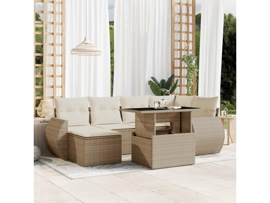 Set di mobili da esterno in vimini intrecciato in resina beige - dlz1766569157474
