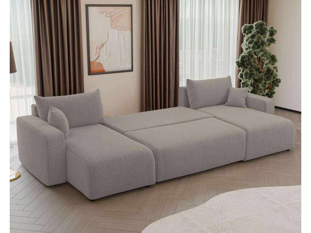 Divano letto in tessuto bouclé marrone